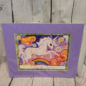 Unicorn art print with mat new in package